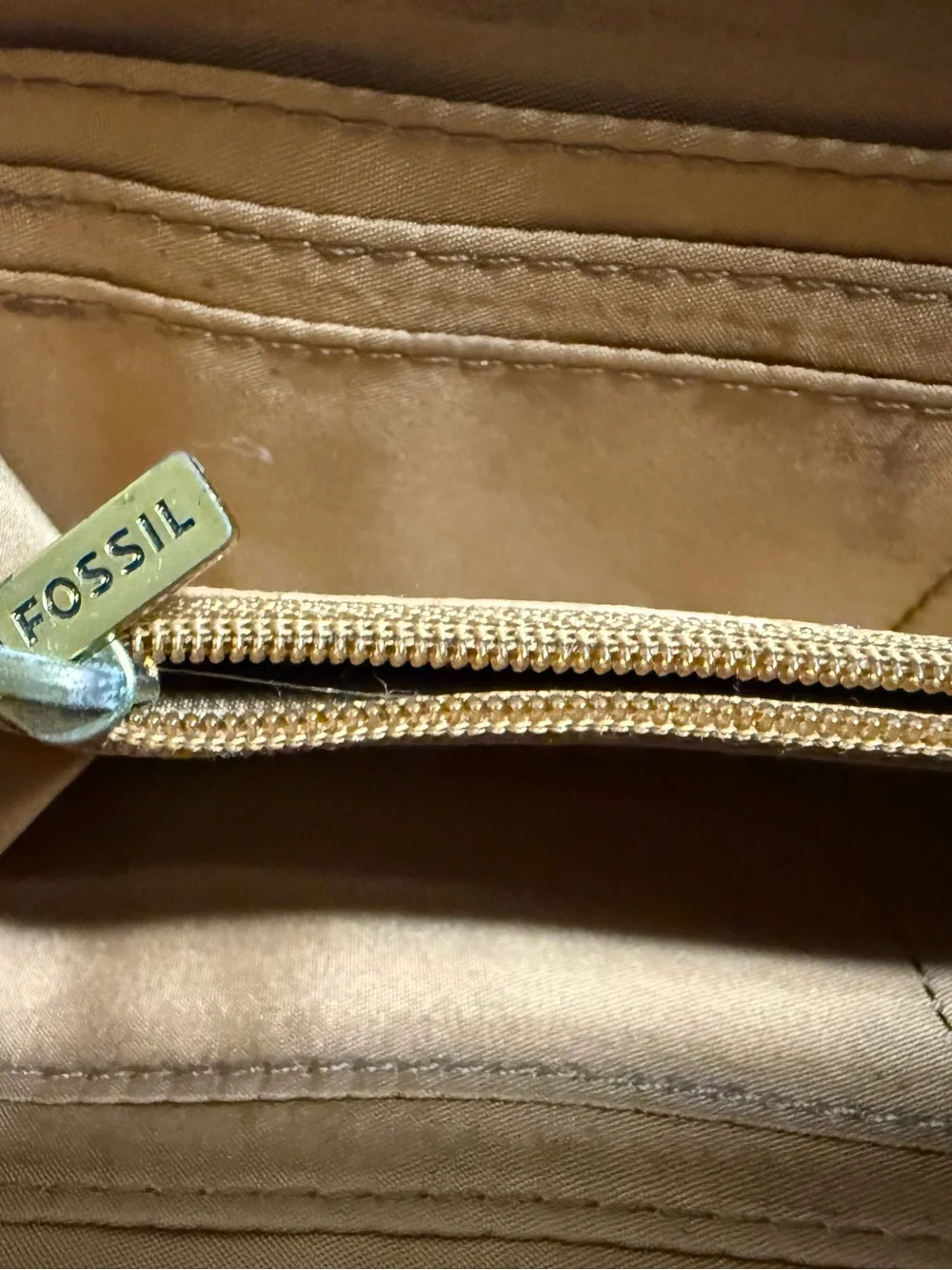 Vintage Fossil Madison Geometric Print Coated Canvas Zip Around Wristlet Wallet
